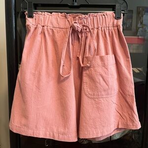 Heathmoor Coral-Pink High Waist Drawstring Shorts
